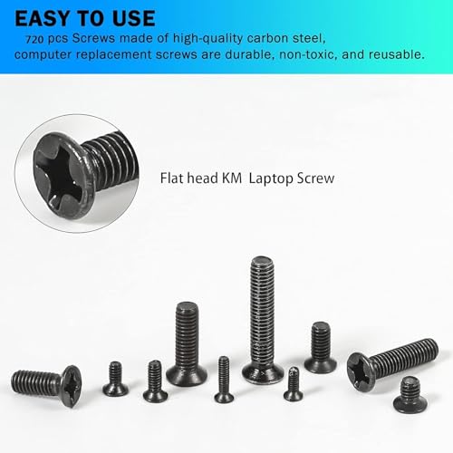 FACTOTECH 720pcs Laptop Notebook Screws Set,Replacement Computer Screws Kit,M1.4,M1.7,M2,M2.5,M3 countersunk Flat Head Phillips Mini Screw Set for Electronic Repair. - Image 2