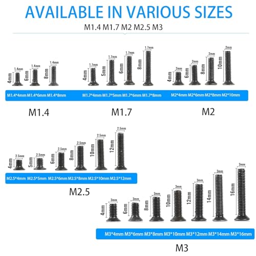 FACTOTECH 720pcs Laptop Notebook Screws Set,Replacement Computer Screws Kit,M1.4,M1.7,M2,M2.5,M3 countersunk Flat Head Phillips Mini Screw Set for Electronic Repair. - Image 4
