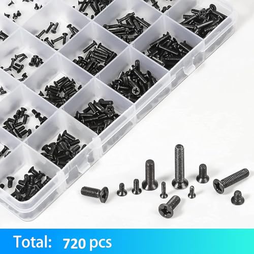 FACTOTECH 720pcs Laptop Notebook Screws Set,Replacement Computer Screws Kit,M1.4,M1.7,M2,M2.5,M3 countersunk Flat Head Phillips Mini Screw Set for Electronic Repair. - Image 5