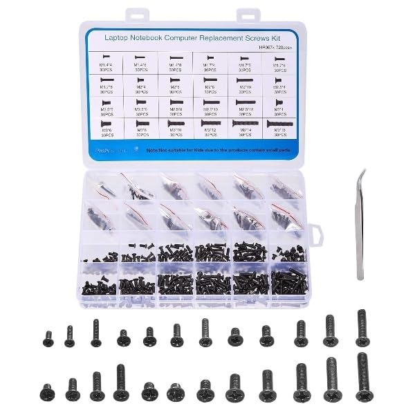 FACTOTECH 720pcs Laptop Notebook Screws Set,Replacement Computer Screws Kit,M1.4,M1.7,M2,M2.5,M3 countersunk Flat Head Phillips Mini Screw Set for Electronic Repair. - Image 1