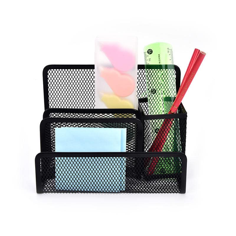 Shuban Muilti-Function Desktop Organizer 4 Compartment With Pen Stand Desk Mesh Paper Organizer for Pencil Name Card Sticky Notes - Image 4