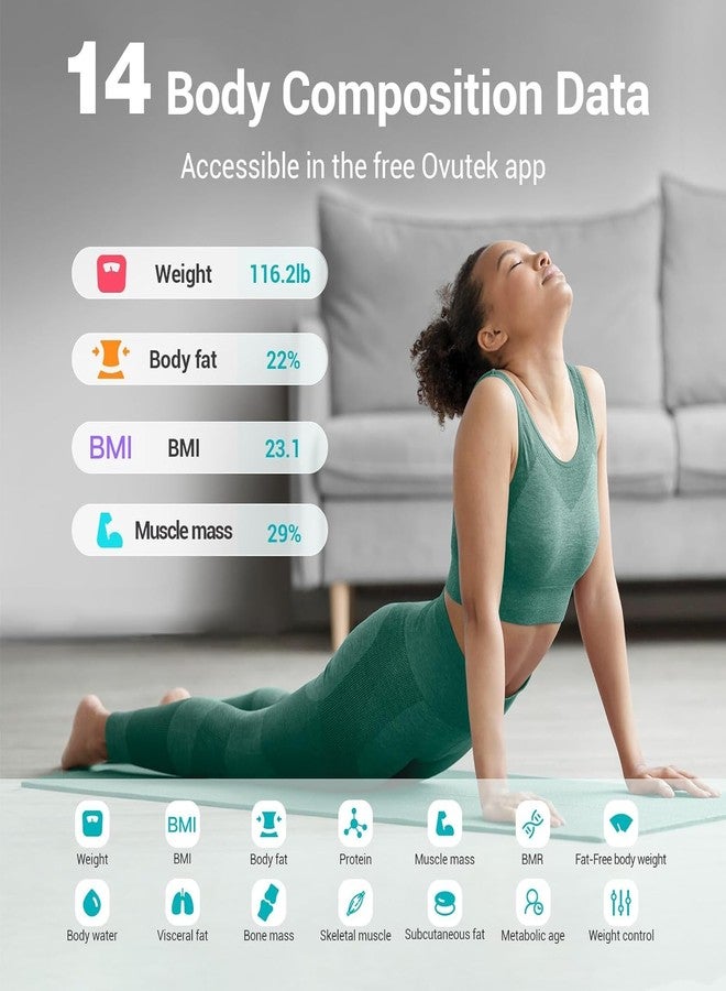 Ovutek Smart Scale for Body Weight, Digital Bathroom Scale BMI Weighing Body Fat Scale, Accurate Body Composition Scale Monitor for People's Health with Smartphone App, Compact Size, 400lb (White) - Image 2