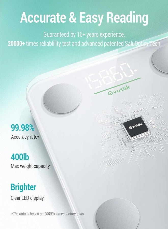 Ovutek Smart Scale for Body Weight, Digital Bathroom Scale BMI Weighing Body Fat Scale, Accurate Body Composition Scale Monitor for People's Health with Smartphone App, Compact Size, 400lb (White) - Image 4