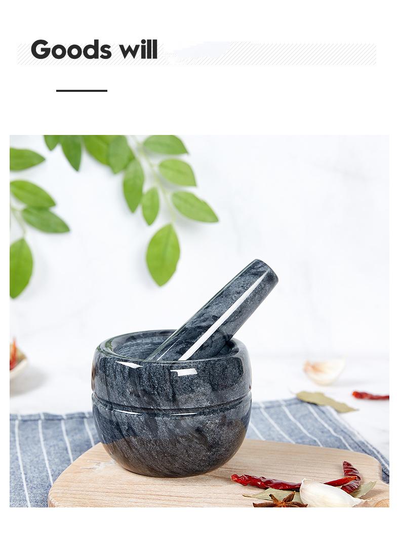 Bluejw مدقة وهاون من الرخام والجرانيت أداة مطبخ صغيرة لطحن الثوم والبهارات - Image 4