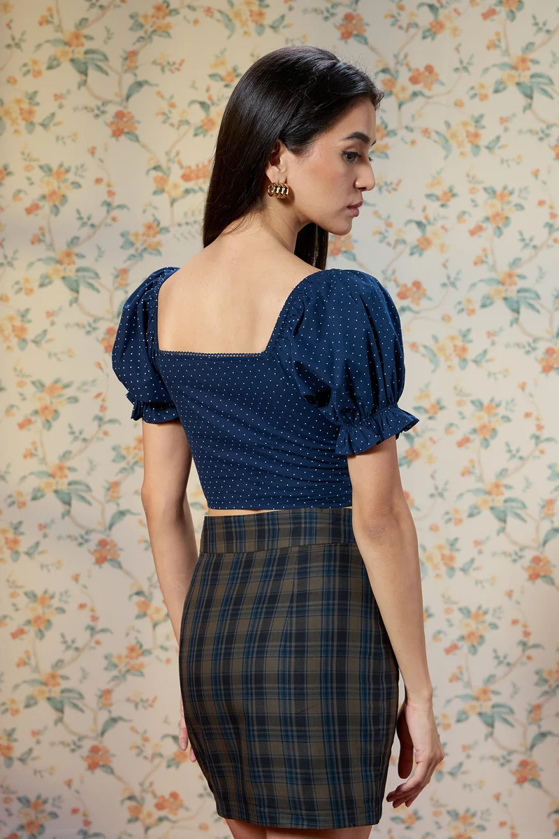 Virgio Cotton Polka Brunchwear Crop Tops for Women