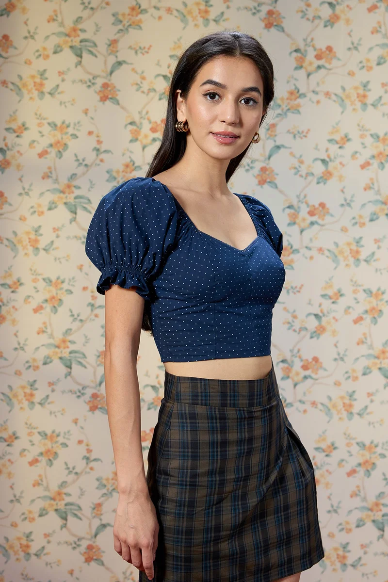 Virgio Cotton Polka Brunchwear Crop Tops for Women