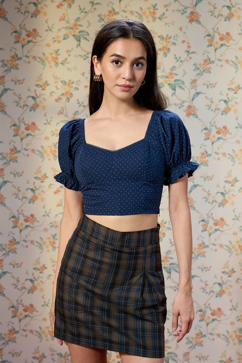 Virgio Cotton Polka Brunchwear Crop Tops for Women