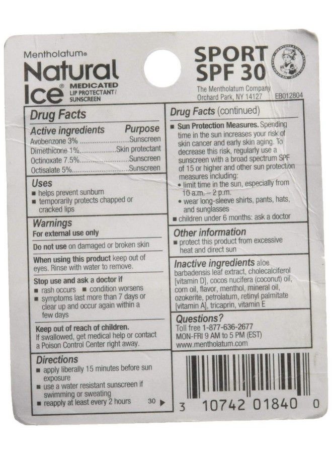 Natural Ice Mentholatum Sport Medicated Lip Protectant With Spf 30 Sunscreen 0.15 Ounce  - Image 5