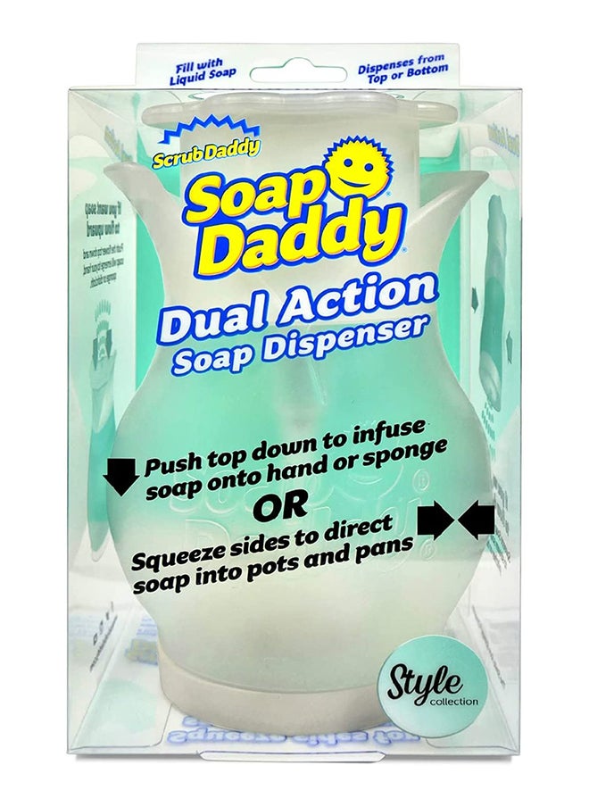 Scrub Daddy Soap Daddy Soap Dispenser, Dual Action Bottle for Kitchen & Bathroom Sink or Shower, Refillable with Dish Washing up Liquid or Hand Wash, Clear Plastic Flower Top, 1 per Pack.  - Image 1
