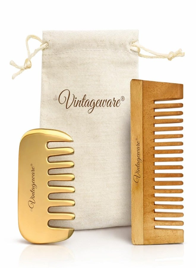 Vintageware Kansa Comb With The Benefits of Reduce Hair fall and Help In Hair Growth For Men and Women, Large (1 Neem Comb Free & Pouch) - Image 1