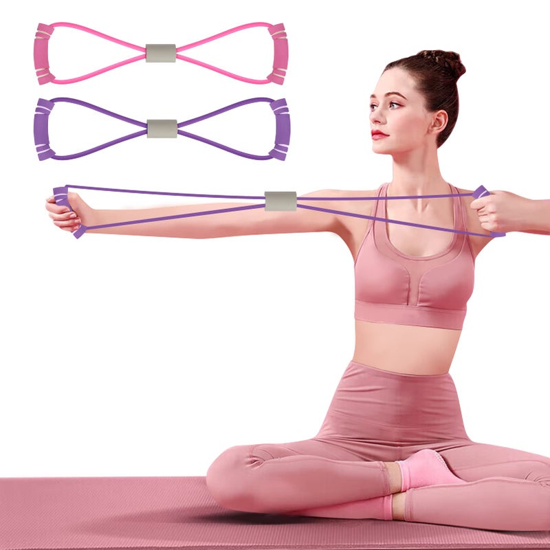 FYY Figure 8 Resistance Bands, Yoga Resistance Band Stretch Fitness Band, Pull Rope, Chest Arm and Shoulder Stretch Bands Exercise Equipment for Home Workout, Physical Therapy, Strength Training - Image 1