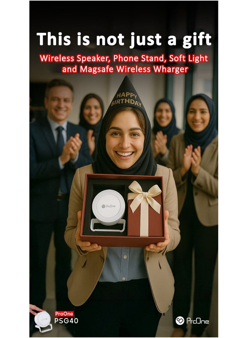 ProOne ProOne PSG40 4 in 1 Wireless Charger Night light/Gradient Lamp Bluetooth Speaker Mobile Stand  for Bedroom, Bedside, Room Decor, Gift,  - Image 5