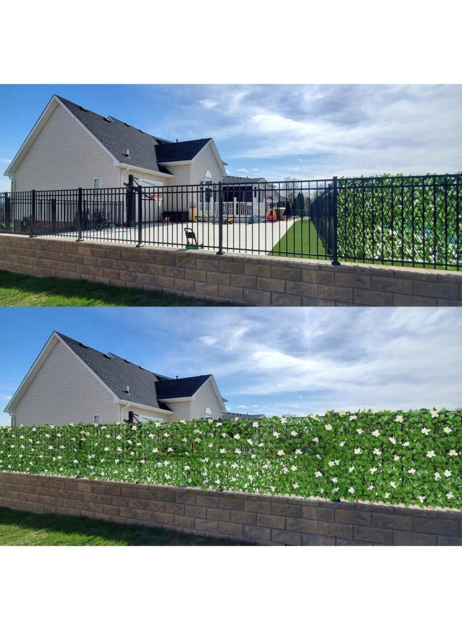 GLANT Expandable Fence Privacy Screen for Balcony Patio Outdoor,Decorative Faux Ivy Fencing Panel,Artificial Hedges (Single Sided Leaves) (1, Green-Flowers) - Image 3