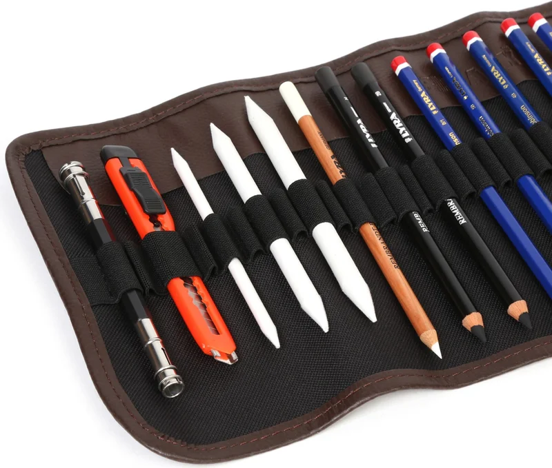 Hobi Market Art Hobby Market Art Charcoal Sketch Drawing Set 24 Pieces Roll Pen Holder