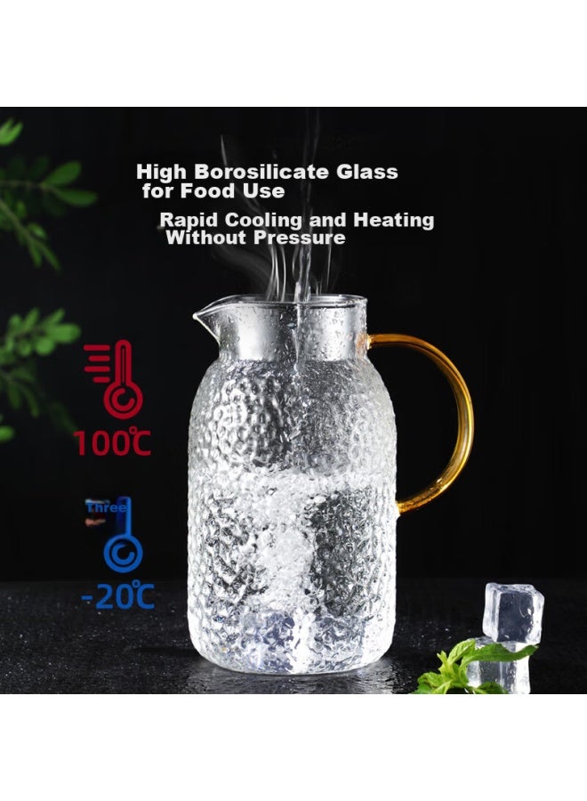 Tomimitsu Fuguang Heat-resistant Glass Pitcher, Large Capacity, For Home Use, Juice Cup, Flower Tea Cup, Teapot, Cold Water Pitcher, Hammered Pattern, 1200ml - Image 1