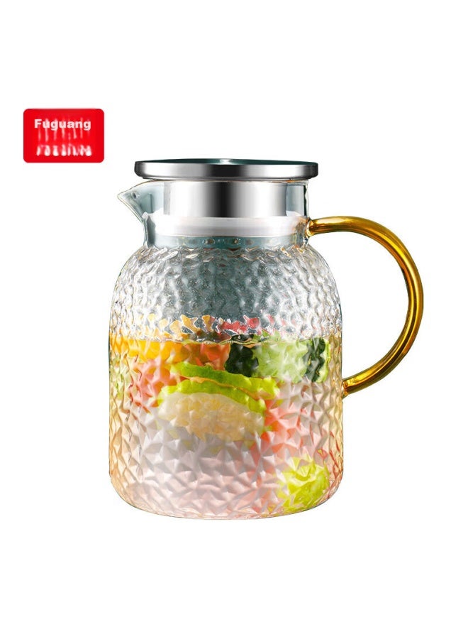 Tomimitsu Fuguang Heat-resistant Glass Pitcher, Large Capacity, For Home Use, Juice Cup, Flower Tea Cup, Teapot, Cold Water Pitcher, Hammered Pattern, 1200ml - Image 5