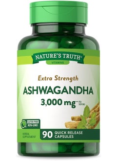 Extra Strength Ashwagandha, 3,000 mg, 90 Quick Release Capsules (1,500 mg per Capsule)