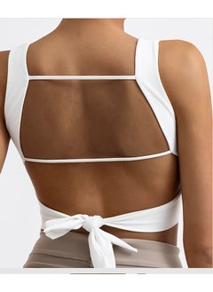 Seamless Yoga Tank Top with Built-in Bra White