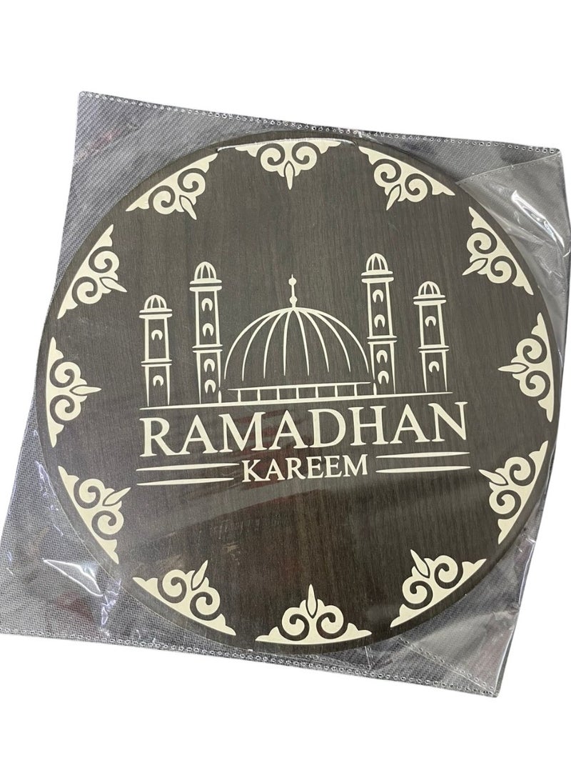 ماركة غير محددة دلاية خشب رمضانية دائراية على شكل جامع اسود بتصيم اسلامى انيق  - Image 2