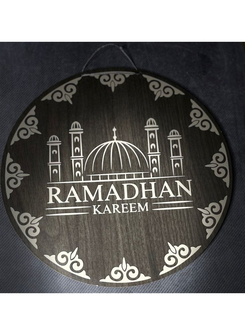 ماركة غير محددة دلاية خشب رمضانية دائراية على شكل جامع اسود بتصيم اسلامى انيق  - Image 3