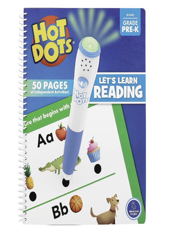 Educational Insights - Educational Insights Hot Dots Let's Learn Pre-K Reading - Learn to Read Preschool Workbook with Interactive Pen, Kids Travel Activity, Ages 3+ - Image 1