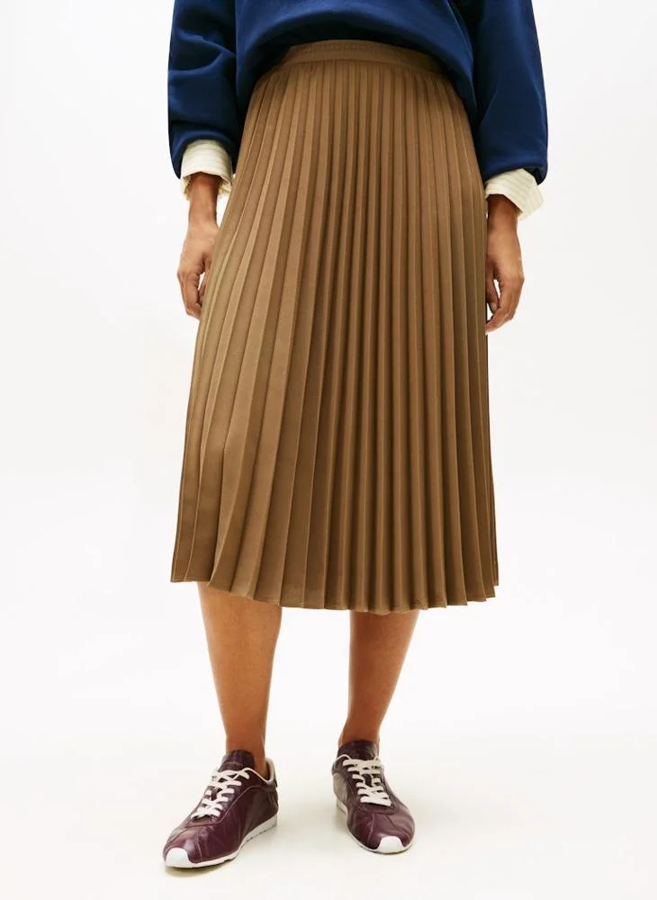 Pleated Detail Midi Skirt