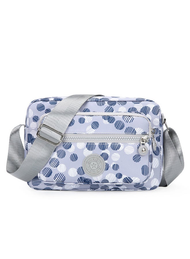Cloth Bag Multi-layer Backpack Crossbody Nylon Canvas Bag Middle-aged Mother Bag Small Bag Old Grandma OxFord Cloth Women's Bag-Color:Dot With Gray Bottom - Image 1