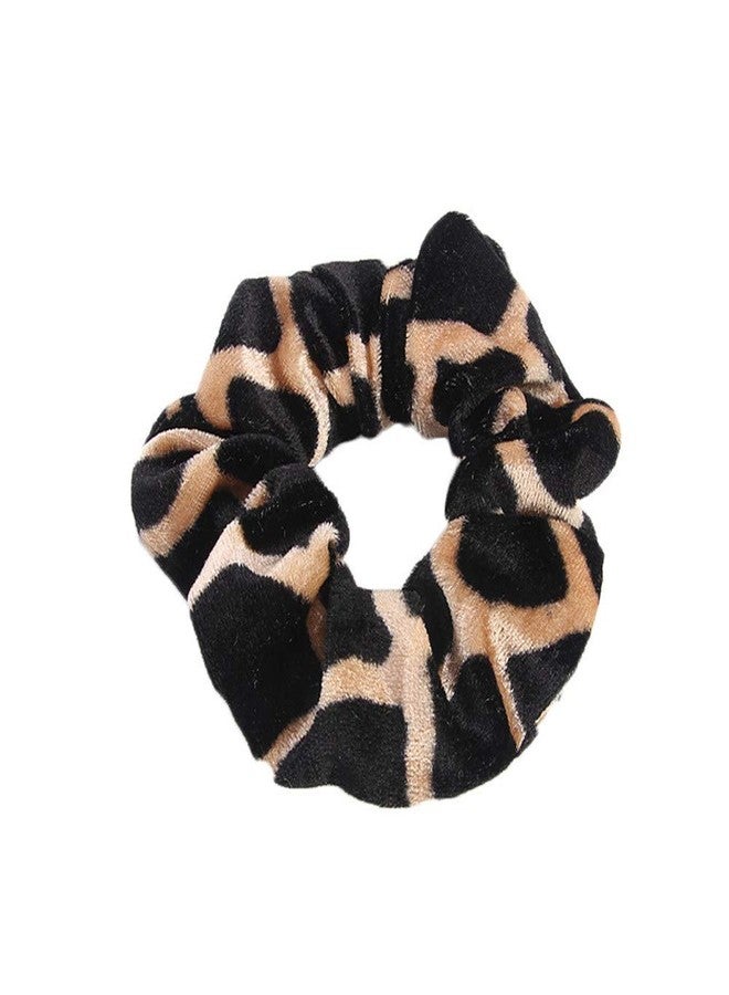 LOVEF Fashion 5 Pieces Velvet Leopard Hair Scrunchies Ponytail Holder Bun Maker Hair Accessories Mixed Colors - Image 2