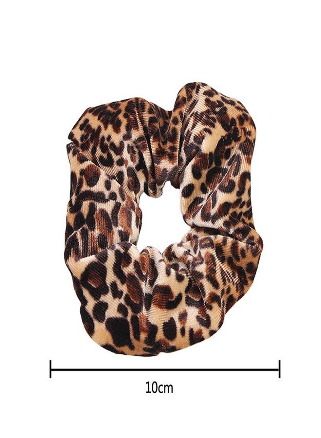 LOVEF Fashion 5 Pieces Velvet Leopard Hair Scrunchies Ponytail Holder Bun Maker Hair Accessories Mixed Colors - Image 3