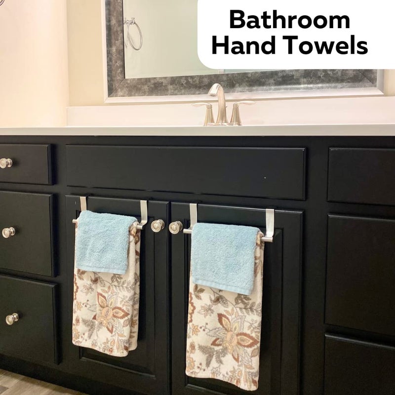 Evelots Towel Hook, Bar Over Cabinet Door - Kitchen, Bathroom - 2 Pack- Hand, Dish Towel Rack Holder - Inside or Outside Door - Brushed Stainless Steel - No Rust - No Scratch - No Installation - Image 5