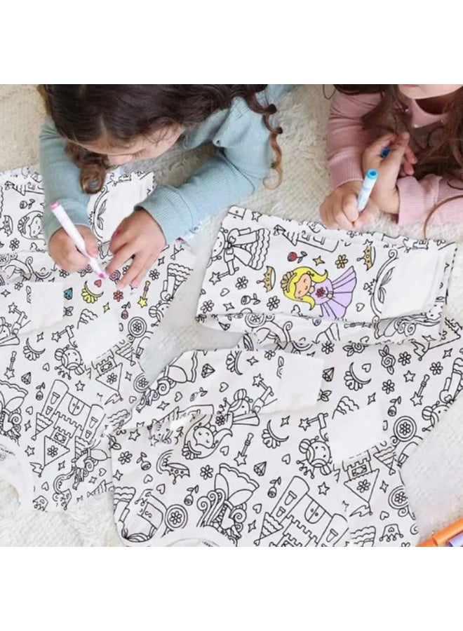 Mom lover Children's long-sleeved cotton, graffiti pajama set with graffiti brushes, rocket pattern art design - Image 5