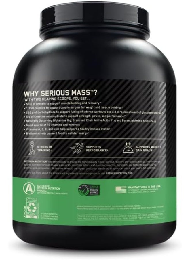 أوبتيموم نيوتريشن Serious Mass: مسحوق بروتين عالي البروتين لبناء العضلات وزيادة الوزن، 50 جرامًا من البروتين وفيتامين C والزنك وفيتامين D لدعم المناعة - موز، 6 أرطال (2.72 كجم) - Image 5