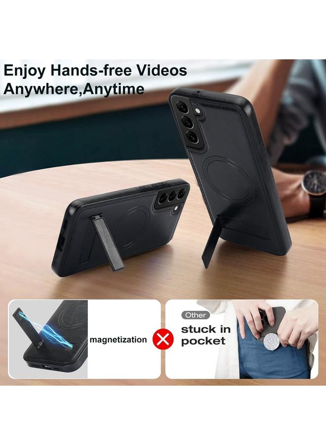 S-TOP Case For Samsung Galaxy S22 5G Retro Leather Invisible Stand MagSafe Phone Case - Image 3