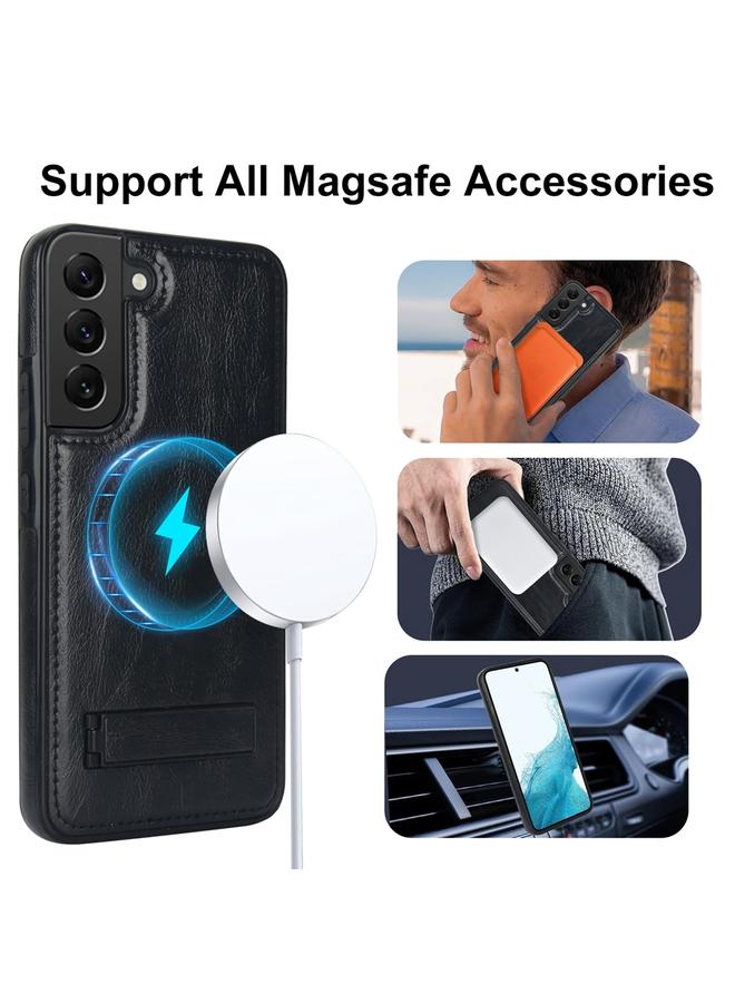 S-TOP Case For Samsung Galaxy S22 5G Retro Leather Invisible Stand MagSafe Phone Case - Image 2
