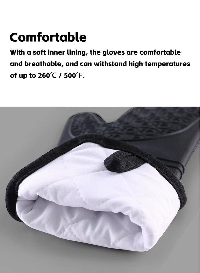 ليفقورا طقم 6 قطع قفازات فرن سيليكون مقاومة للحرارة – قفازات طويلة مقاومة للماء وغير قابلة للانزلاق مع بطانة ناعمة وحصائر حرارية للخبز والطهي والشواء (أسود) - Image 5
