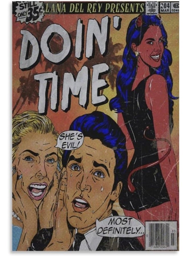 MOMOO Lana Del Rey Poster Doin' Time Comic Music Poster for Room Aesthetic Canvas Wall Art Bedroom Decor 12x18inch(30x45cm)