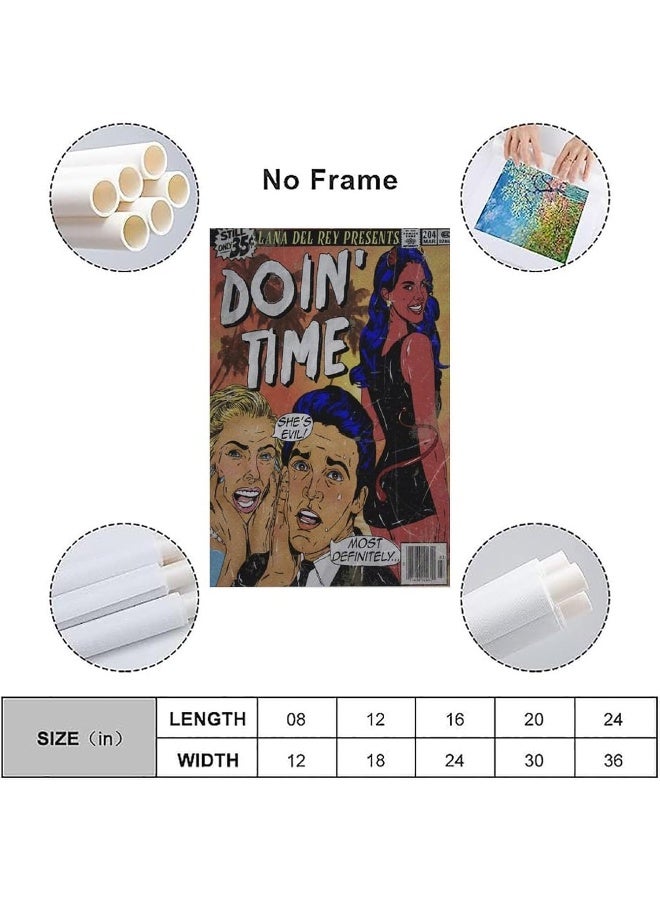 MOMOO Lana Del Rey Poster Doin' Time Comic Music Poster for Room Aesthetic Canvas Wall Art Bedroom Decor 12x18inch(30x45cm)