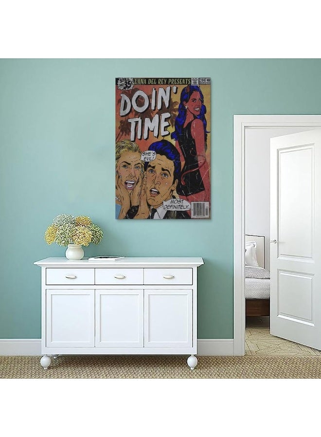 MOMOO Lana Del Rey Poster Doin' Time Comic Music Poster for Room Aesthetic Canvas Wall Art Bedroom Decor 12x18inch(30x45cm)