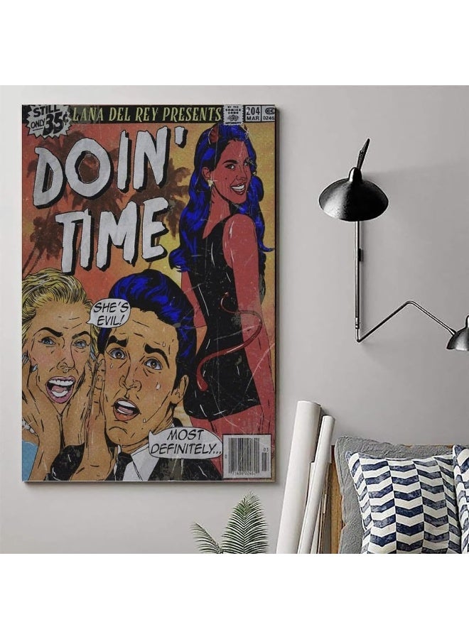 MOMOO Lana Del Rey Poster Doin' Time Comic Music Poster for Room Aesthetic Canvas Wall Art Bedroom Decor 12x18inch(30x45cm)