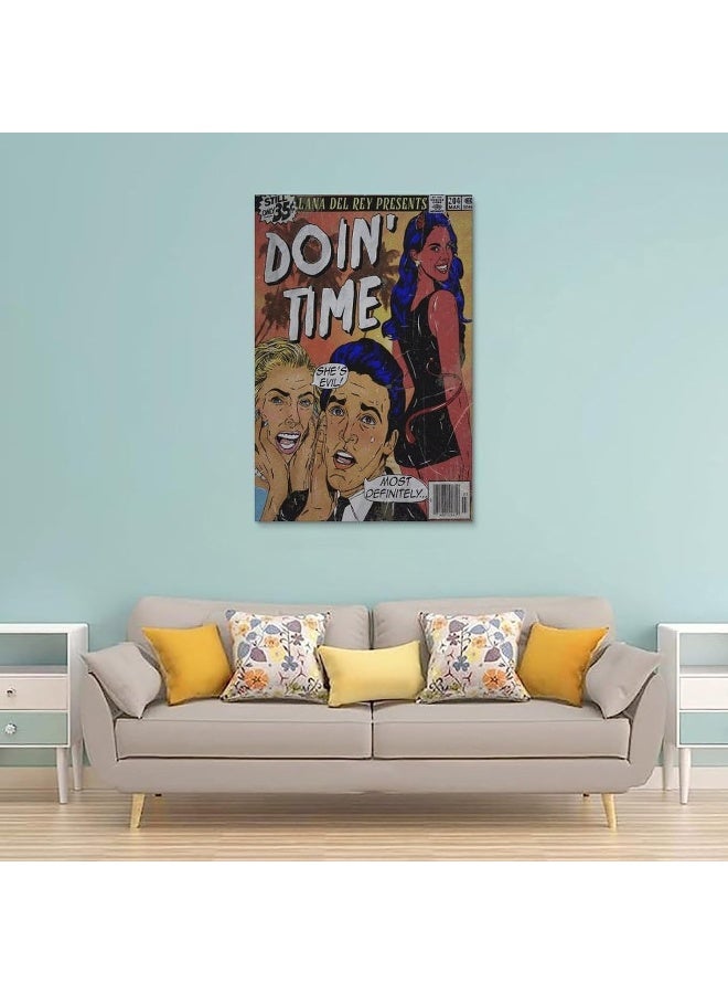 MOMOO Lana Del Rey Poster Doin' Time Comic Music Poster for Room Aesthetic Canvas Wall Art Bedroom Decor 12x18inch(30x45cm)