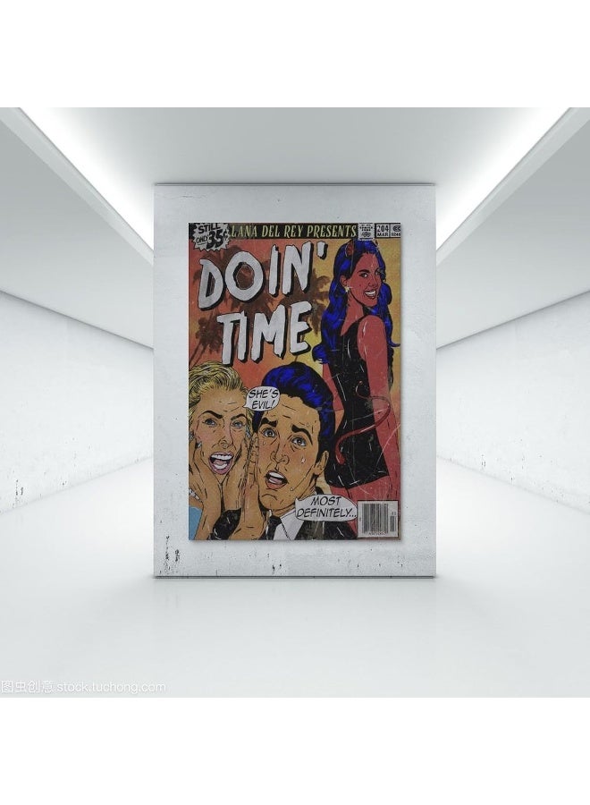 MOMOO Lana Del Rey Poster Doin' Time Comic Music Poster for Room Aesthetic Canvas Wall Art Bedroom Decor 12x18inch(30x45cm)