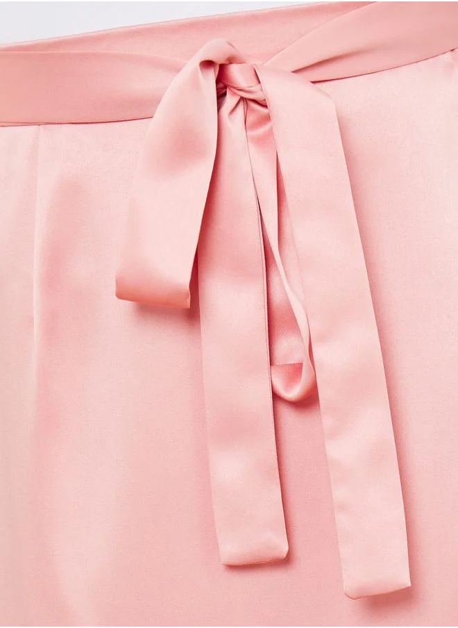 ستايلي Tie Waist Wrap Front Midi Skirt