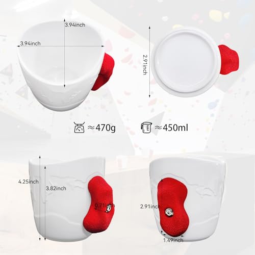 TWO STONES Rock Climbing Coffee Mug for Climber as Rock Climbing Gift for Climbers (White + Red) - Image 3