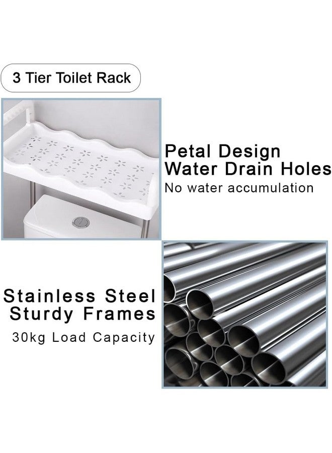 سمارت سيفر رف غسيل ذكي - 3 رفوف، فوق وعاء المرحاض، رف تخزين أدوات تنظيم الحمام، حامل المرحاض - Image 4