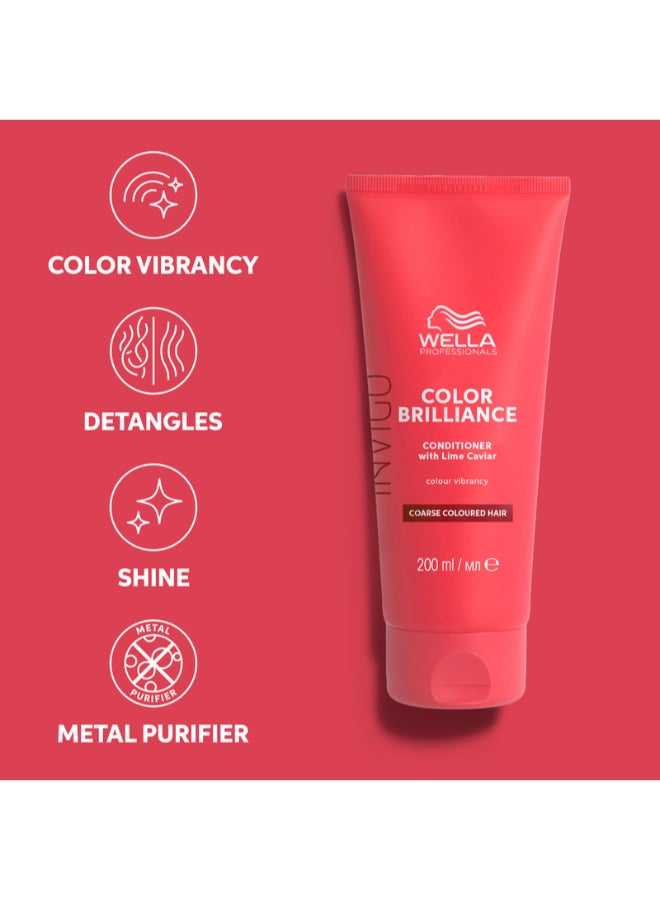 Wella Professionals Invigo Color Brilliance Vibrant Color Conditioner - Improves Hair Surface And Enhances Color Vibrancy With Lime Caviar (200 Ml) - Image 3