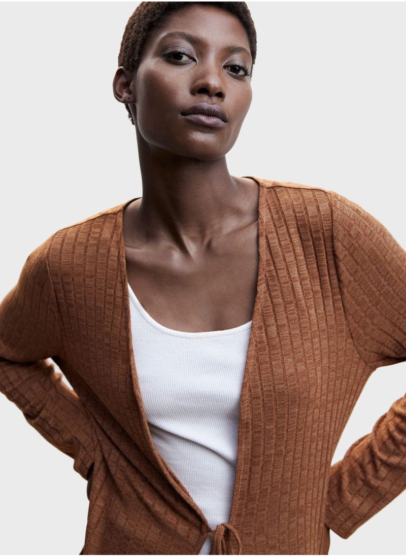 MANGO Tie Detail Knitted Cardigan  - Image 3