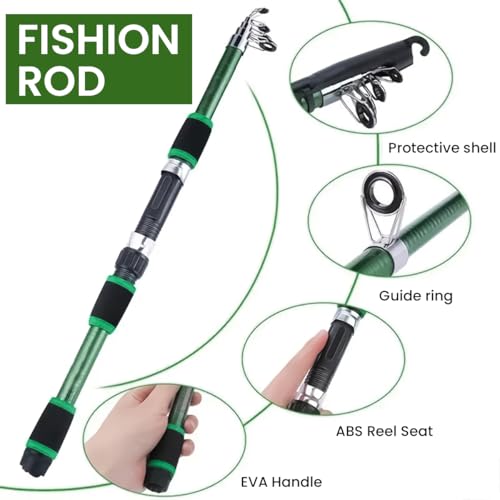 Proberos® Telescopic Fishing Rod Kit, 6Ft Fishing Rod with Reel Combo, Jigs, Lures, Hooks, Storage Box, Portable Fishing Rod Combo for Freshwater & Saltwater Angling Sea Fishing (Rod 180cm) - Image 4