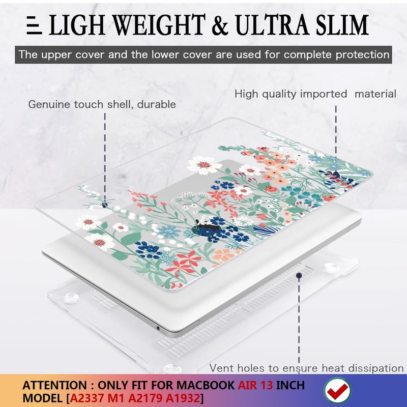 CISSOOK Compatible with MacBook Air 13 inch Case 2021 2020 2019 2018 Release A2337 M1 A2179 A1932 Model, Wild Floral Hard Shell Case for MacBook Air 13 Inch with Touch ID 2021-2018, Wild Green Flower - Image 4