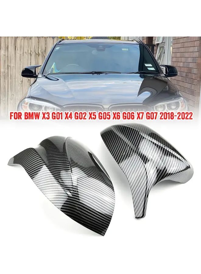Carbon Pattern Black Bull Horn Rearview Mirror Shell Cover For BMW X3 G01 X4 G02 X5 G05 X6 G06 X7 G07 2018 2022 Vehicle Accessories Exterior Trim - Image 1