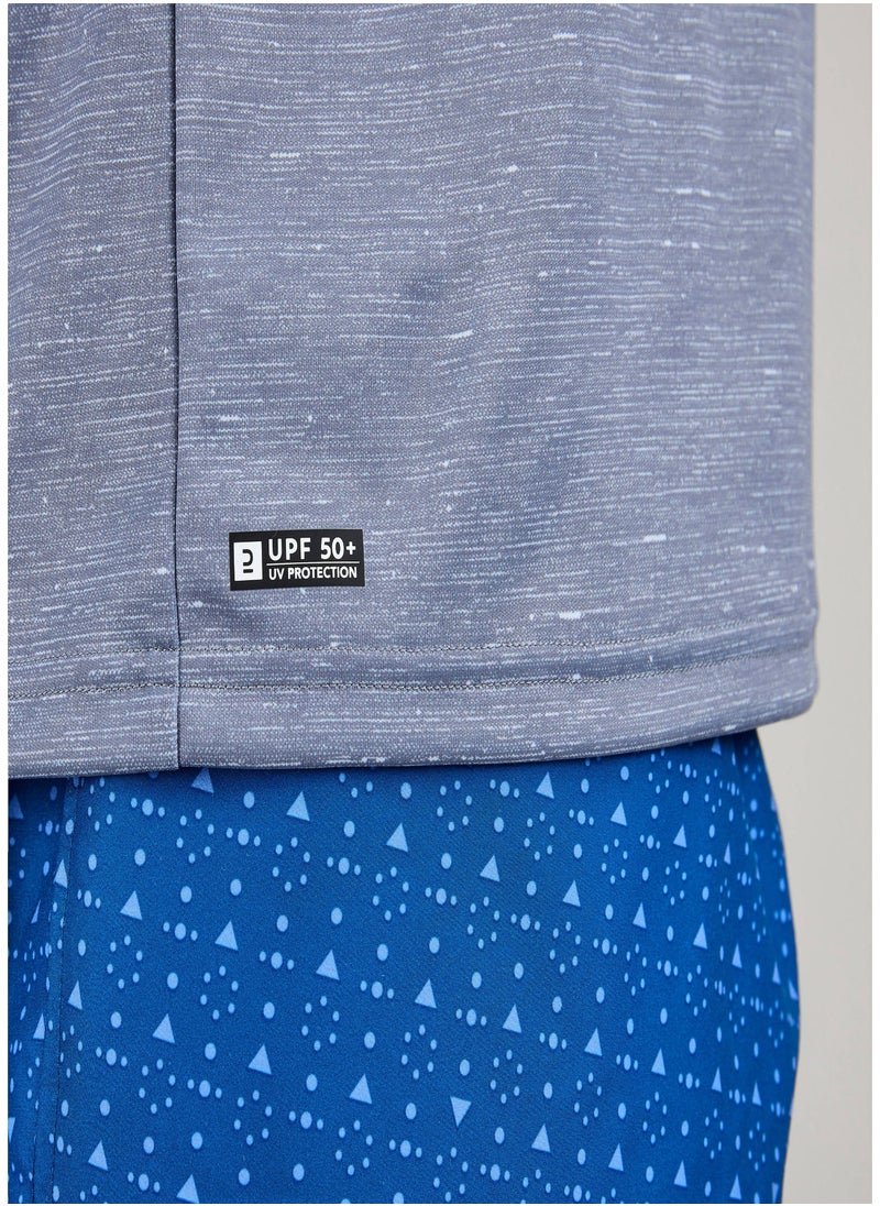 OLAIAN OLAIAN by DECATHLON, Men surfing short-sleeved UV Water T-Shirt top GREY  - Image 3